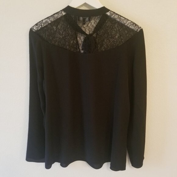 NWT Theory Long Sleeve Lace Yoke Silk Blouse - Picture 5 of 7